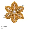 Golden pearl flower UV DTF sticker design for glass