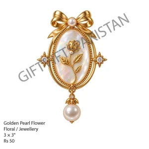 Golden Pearl Flower Frame UV DTF Glass Sticker Golden pearl flower frame UV DTF sticker design for glass