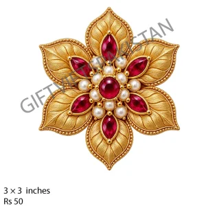 Red Jewelled Flower UV DTF Jar Sticker Red jewelled flower UV DTF sticker design for jars and candles