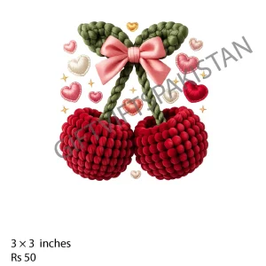 Cherry Hearts UV DTF Jar Sticker Cherry hearts UV DTF sticker design for jars and candles