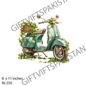 Vespa Scooter UV DTF Kids Sticker Vintage scooter illustration UV DTF sticker design for kids