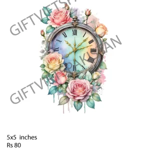 Floral Clock UV DTF Floral Sticker Floral clock illustration UV DTF sticker design