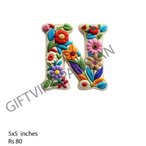 Floral Monogram N UV DTF Name Sticker Floral monogram letter N UV DTF sticker design