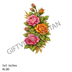 Orange Rose Bouquet UV DTF Floral Sticker Orange and pink rose bouquet UV DTF sticker design