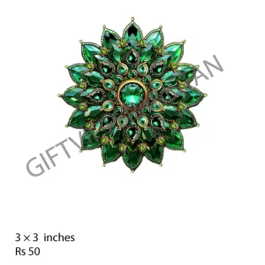 Green Jewel Mandala UV DTF Floral Sticker Green jewelled floral mandala UV DTF sticker design