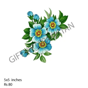Blue Floral UV DTF Bottle Sticker Blue floral bouquet UV DTF sticker design for bottles