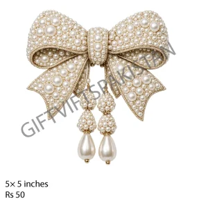 Pearl Bow UV DTF Bottle Sticker Pearl bow brooch UV DTF sticker design for bottles