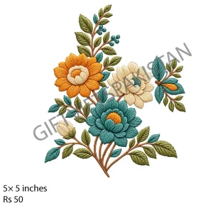 Teal Orange Floral UV DTF Mug Sticker Teal and orange floral bouquet UV DTF sticker design for mugs