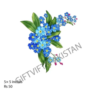 Forget-Me-Not UV DTF Tumbler Sticker Blue forget-me-not floral UV DTF sticker design for tumblers