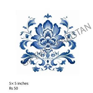 Blue Delft Floral UV DTF Packaging Sticker Blue Delft-style floral pattern UV DTF sticker design for packaging