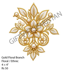Gold Floral Branch UV DTF Sticker Gold floral branch emblem UV DTF sticker design for business labels