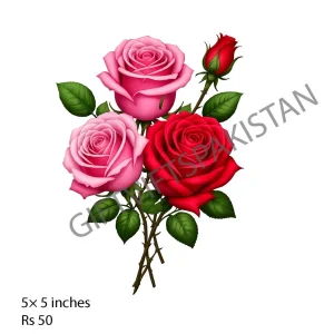 Pink Roses Bouquet UV DTF Floral Sticker Pink roses bouquet UV DTF sticker design