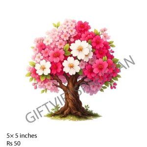 Pink Blossom Tree UV DTF Floral Sticker Pink blossom tree UV DTF sticker design