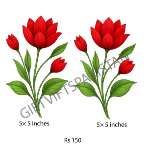 Red Tulips Pair UV DTF Bottle Sticker Pair of red tulip flowers UV DTF sticker design for bottles