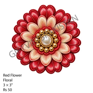 Red Flower UV DTF Sticker Red jewelled flower emblem UV DTF sticker design for business labels