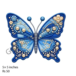 Jewelled Butterfly UV DTF Kids Sticker Blue jewelled butterfly UV DTF sticker design for kids