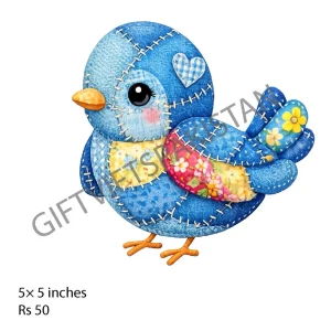 Jewelled Bird UV DTF Kids Sticker Blue jewelled bird UV DTF sticker design for kids