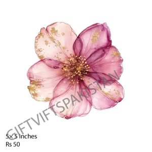 Pink Flower UV DTF Mug Sticker Single pink flower UV DTF sticker design for mugs